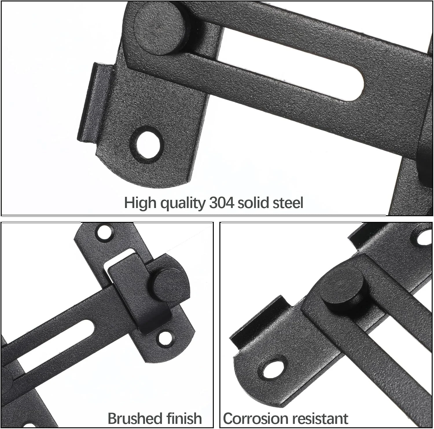 قفل درب کشویی 180 درجه، قفل کشویی درب، قفل درب استیل ضد زنگ، قفل ایمنی درب، قفل های مشکی درب برای انبار، پنجره، کابینت، گاراژ