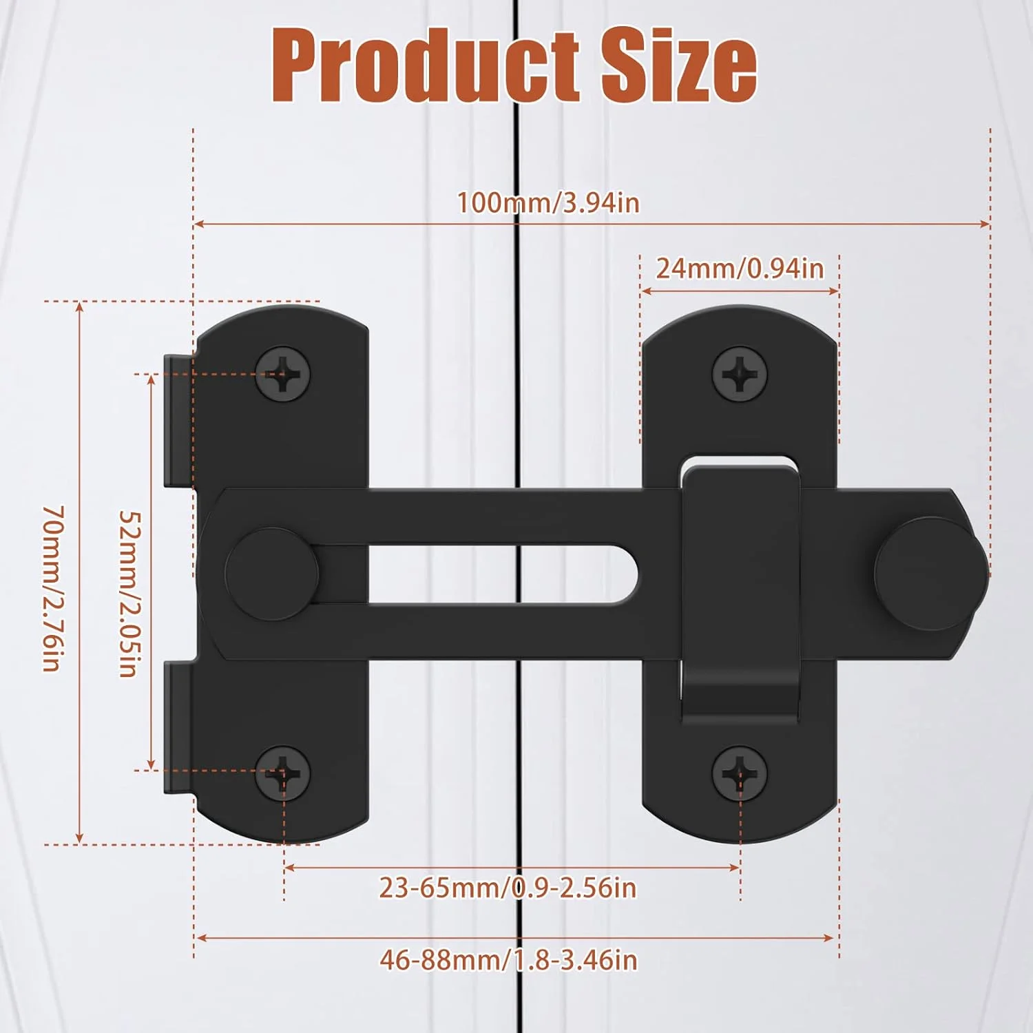 قفل درب کشویی 4 عددی، قفل های چرخشی استیل ضد زنگ 180 درجه، سگک درب انبار، قفل کوچک ضخیم دروازه، قفل زبانه ایمنی درب برای درب کابینت کمد حصار -RLA