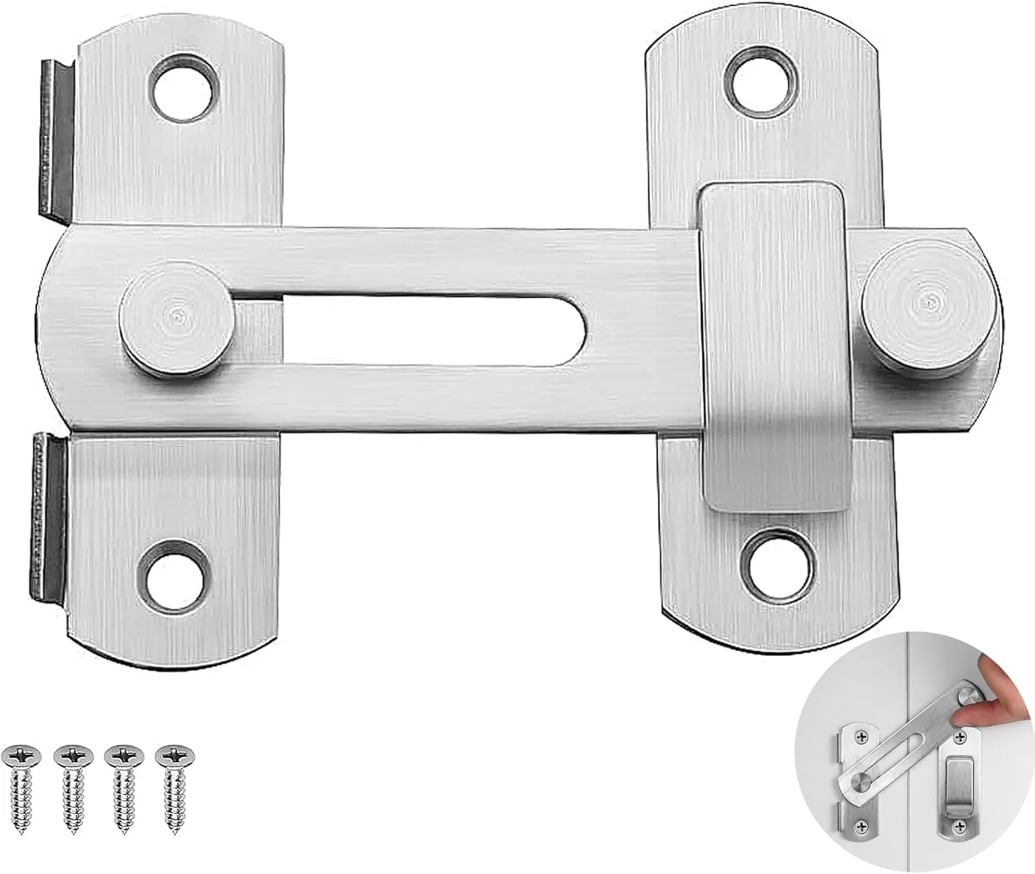 قفل درب کشویی، زبانه قفل درب، قفل زبانه استیل ضد زنگ، قفل درب کشویی کوچک، برای درب، کابینت شراب، حمام، گاراژ (سفید)