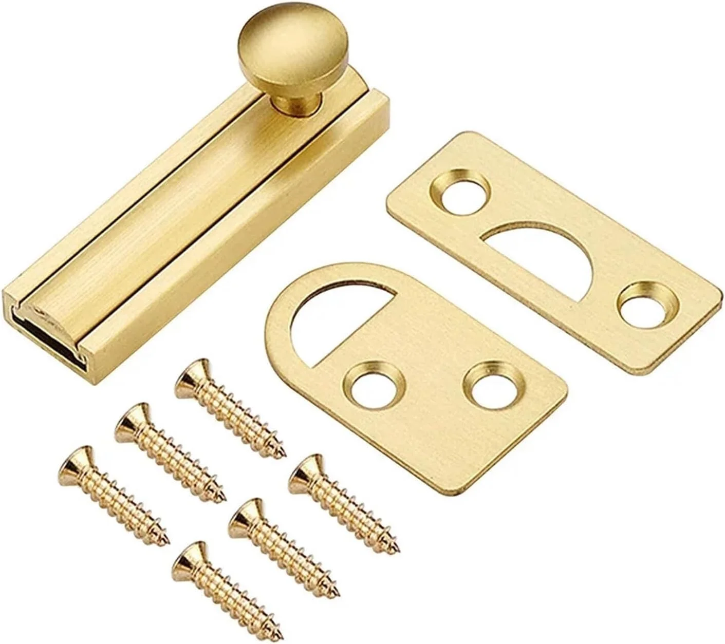 قفل زبانه درب، 8 عدد قفل کشویی درب انبار، سخت افزار امنیتی منزل برنجی با پیچ ضد سرقت برای پنجره ها و درب های فرورفته، دروازه های همسطح (طلایی 2 اینچ)