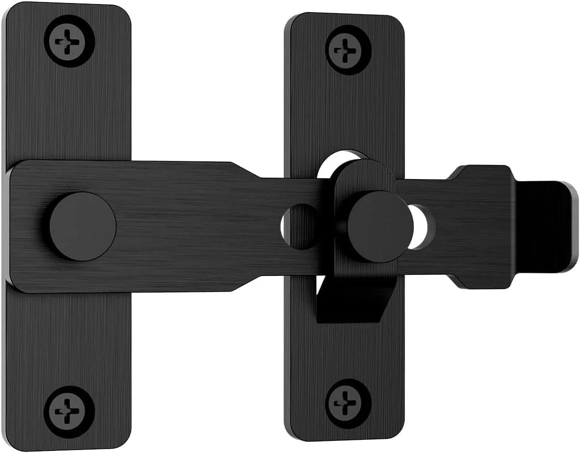 قفل درب انبار Silk Route، قفل چرخشی دروازه، قفل زبانه درب ایمنی سنگین 304 فولاد ضد زنگ برای قفل درب کشویی انبار، حصار، باغ، حمام، فضای باز، سوله، درب گاراژ (مشکی)