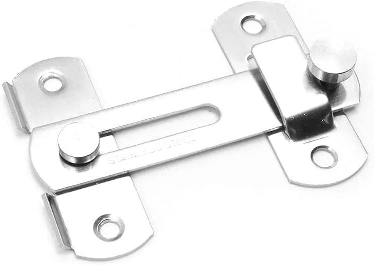 Shiwaki 2 عدد قفل درب استیل ضد زنگ، قفل چرخشی، قفل ایمنی درب (نقره ای برس خورده)