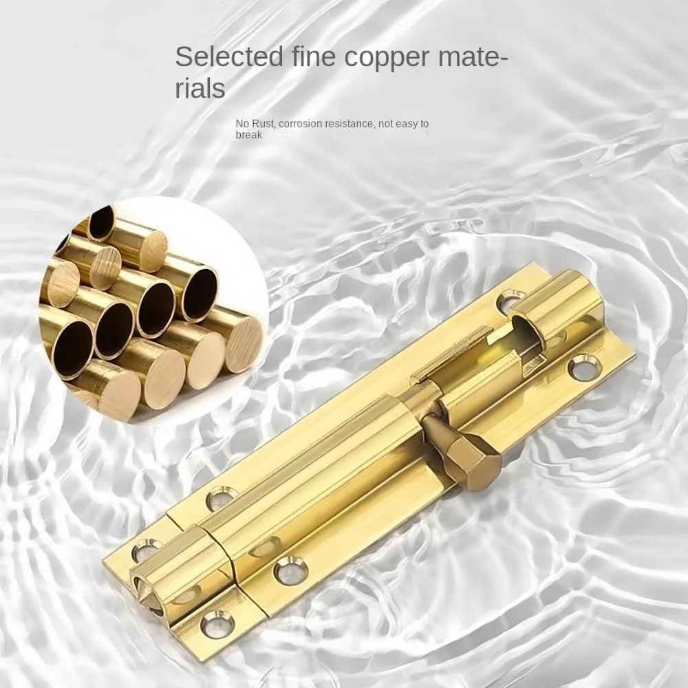 SHIZHENFU 2 عدد قفل زبانه درب، قفل برجک درب انبار، قفل درب سنگین مشکی، قفل کشویی درب، قفل امنیتی با پیچ ​​برای درب داخلی، انبار، حمام، توالت، انبار (طلایی، 3 اینچ)