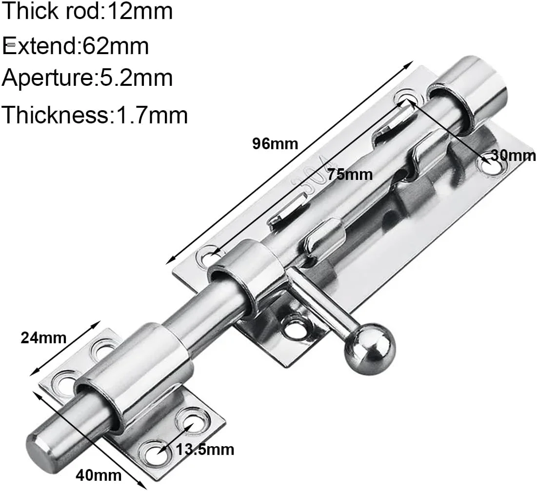 شانهل بسته 2 عددی قفل درب 6 اینچی، قفل کشویی درب از جنس استنلس استیل 304 با پیچ ​​برای حمام، اتاق خواب، سوله، باغ، توالت، 6 اینچ
