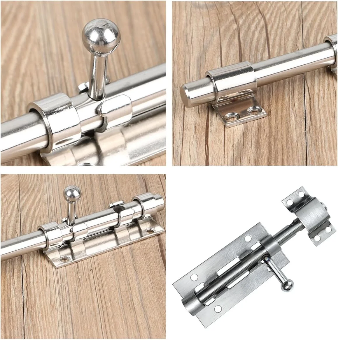 شانهل بسته 2 عددی قفل درب 6 اینچی، قفل کشویی درب از جنس استنلس استیل 304 با پیچ ​​برای حمام، اتاق خواب، سوله، باغ، توالت، 6 اینچ