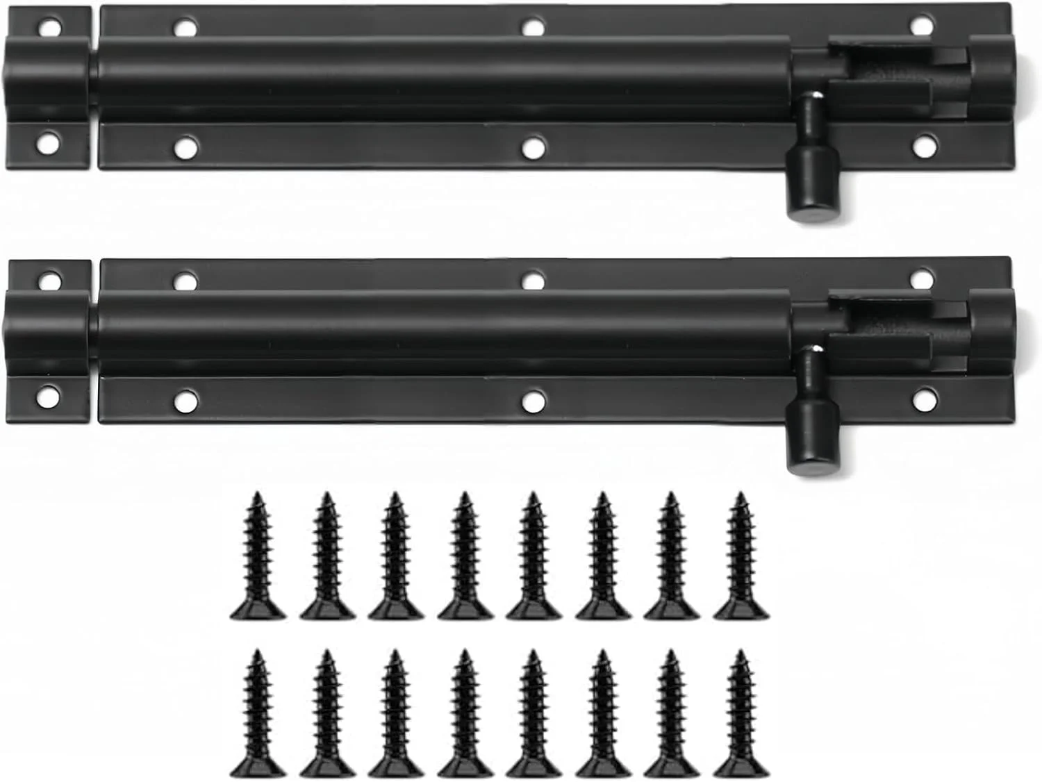 قفل درب SHIZHENFU، 2 عدد قفل زبانه ای درب، قفل کشویی سنگین مشکی، قفل امنیتی درب با پیچ ​​برای درب داخلی، انبار، حمام، توالت، انبار (15 سانتی متر)