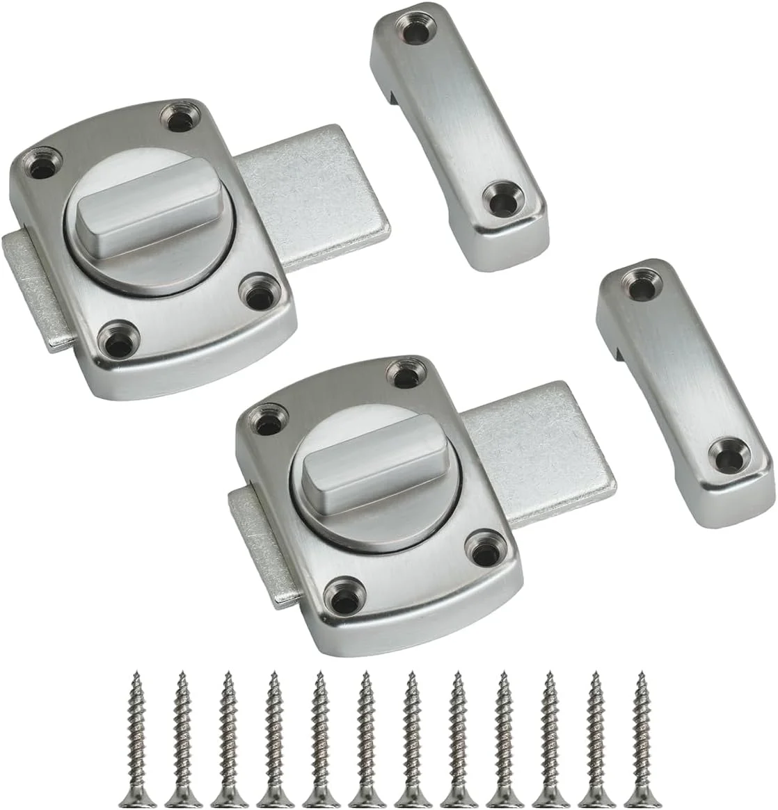 قفل چرخشی درب Selyse، بسته 2 عددی قفل چرخشی، قفل درب ضد سرقت استیل ضد زنگ با پیچ برای درب حمام، درب کابینت (نقره ای)