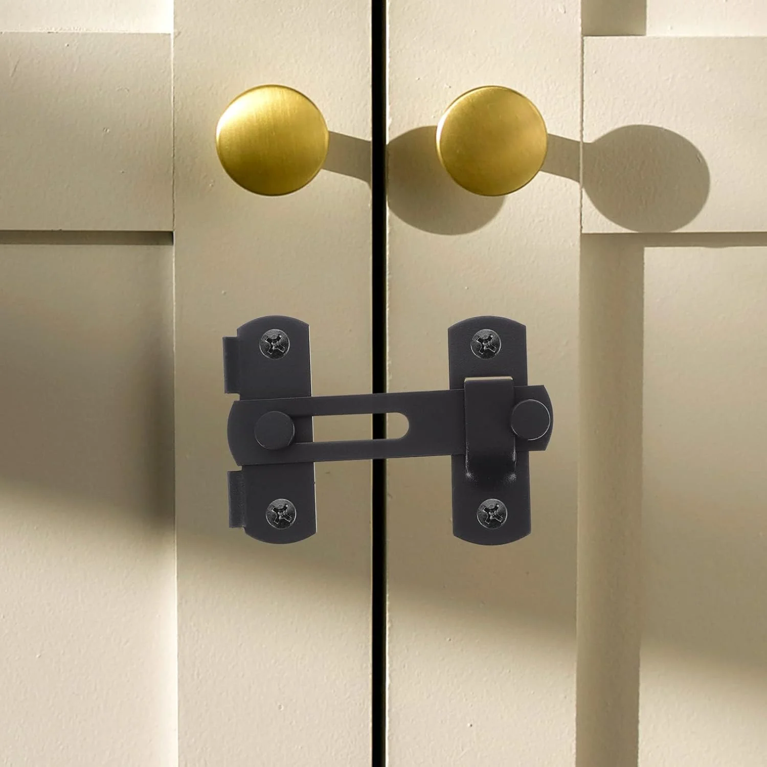 3 عدد قفل زبانه چرخشی، قفل بست درب، قفل ایمنی درب با پیچ برای درب منزل، پنجره، کابینت، کمد، مبلمان، مشکی