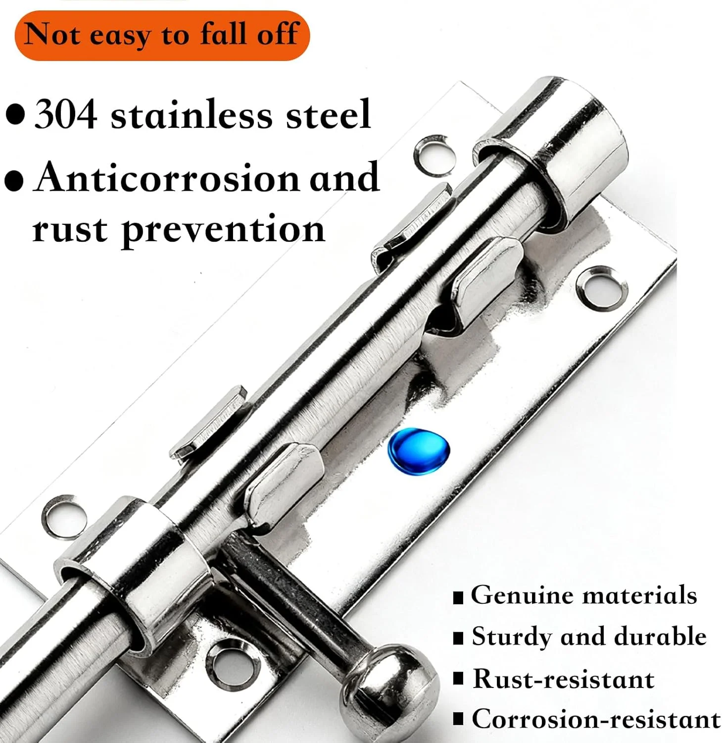 قفل زبانه ای 5 اینچی SANTUO، قفل درب استیل ضد زنگ، قفل درب سنگین با سوراخ قفل، قفل کشویی، قفل امنیتی درب، قفل برای درب های حمام، اتاق خواب، باغ و سوله
