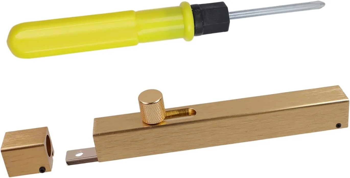 قفل درب کشویی آلومینیومی Savagrow، 14.6 سانتی‌متری، به همراه پیچ‌گوشتی، مناسب برای درب‌های حیاط، درب‌های انبار، نرده‌های چوبی و غیره، طلایی