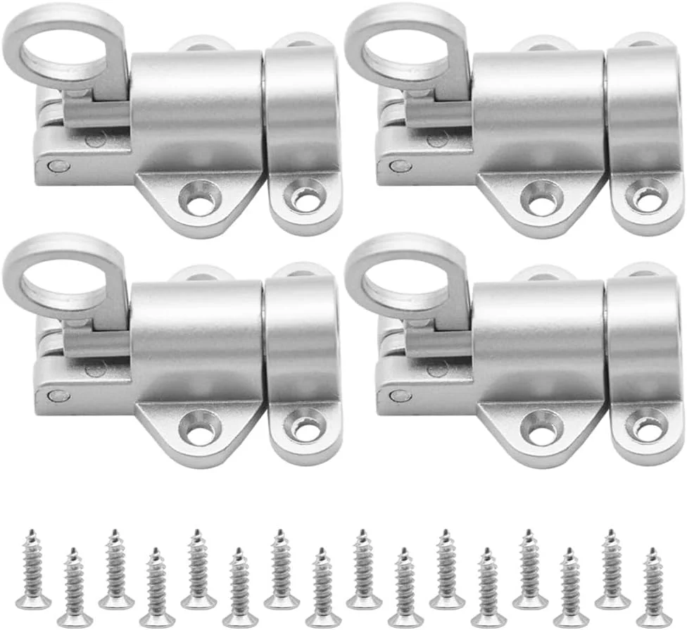 قفل درب کشویی انبار رویدی، 4 عددی، قفل کشویی استیل ضد زنگ، قفل ایمنی درب برای پنجره ها، کابینت ها و در (FZMS)