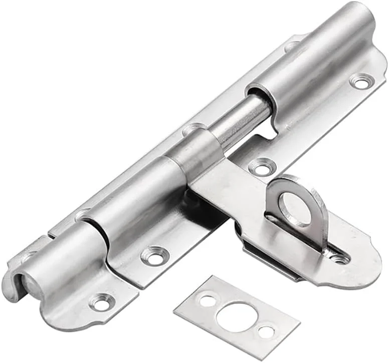 قفل زبانه کشویی روبیک با بست قفل آویز، قفل میله ای استیل ضد زنگ 15 سانتی متری با پیچ ​​برای درها، دروازه ها، کابینت ها، سوله ها (نقره ای)