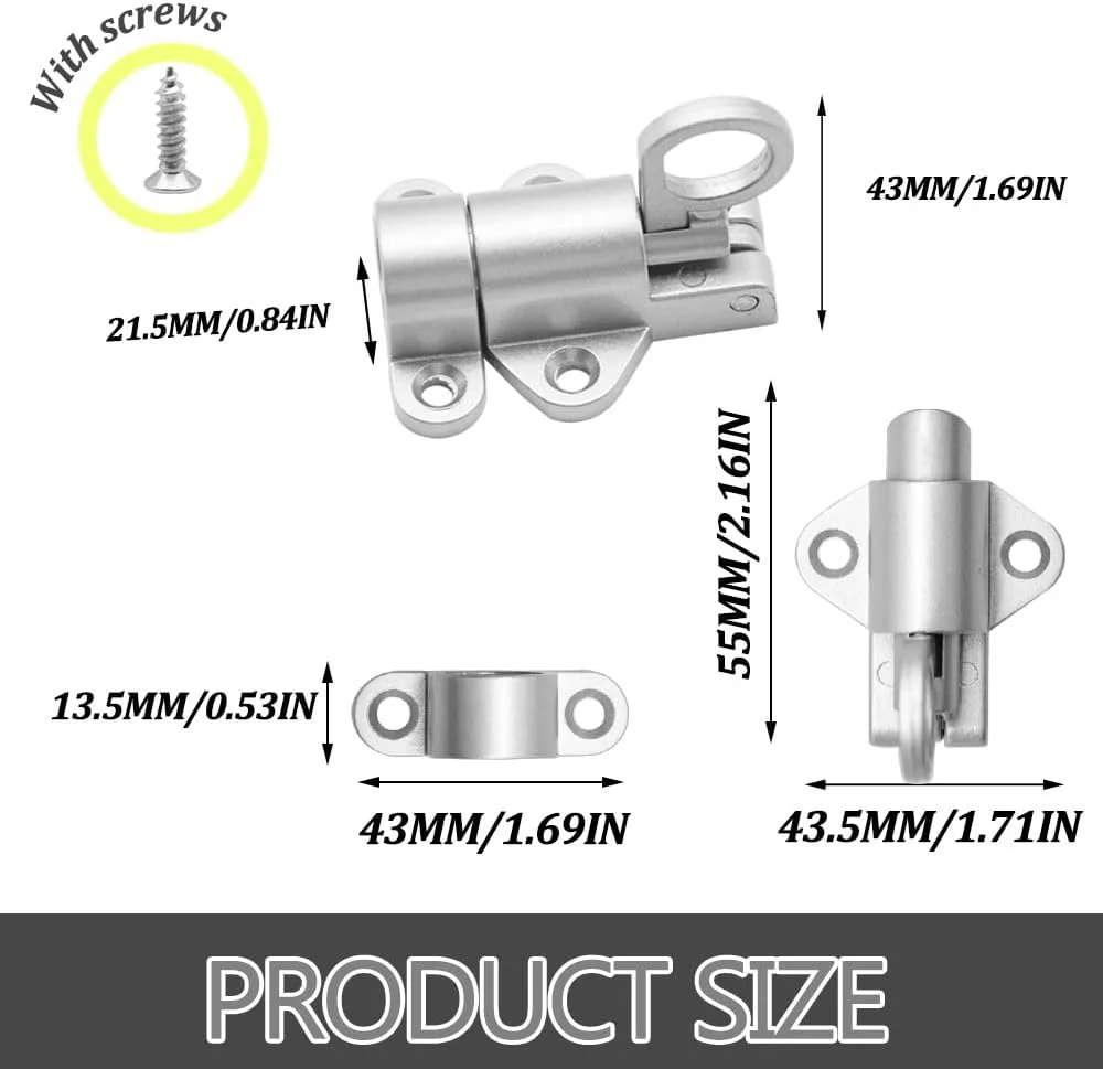 قفل درب کشویی انبار رویدی، 4 عددی، قفل کشویی استیل ضد زنگ، قفل ایمنی درب برای پنجره ها، کابینت ها و در (FZMS)