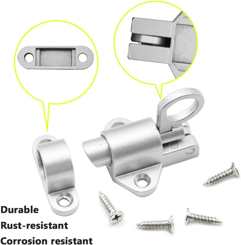 قفل درب کشویی انبار رویدی، 4 عددی، قفل کشویی استیل ضد زنگ، قفل ایمنی درب برای پنجره ها، کابینت ها و در (FZMS)