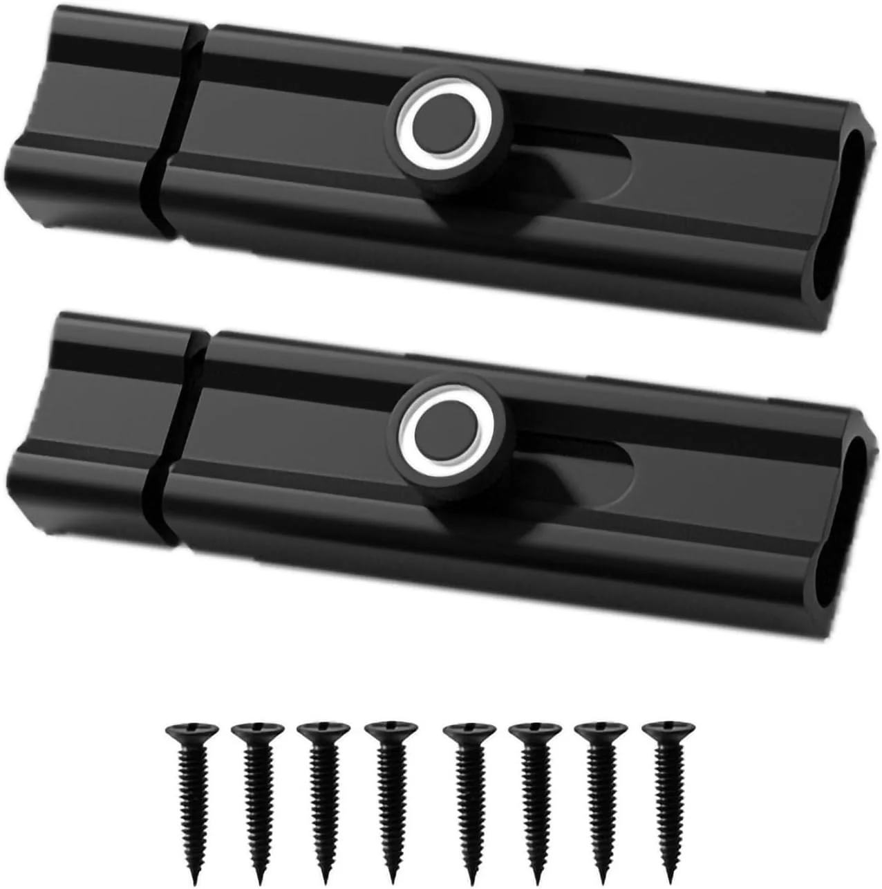 قفل زبانه بشکه ای رایان، قفل کشویی چسبی، قفل درب آلیاژ آلومینیوم جامد، قفل سخت افزاری سنگین، بدون نیاز به سوراخکاری برای درب کشویی، انبار، سوله (بسته 2 عددی، مشکی)