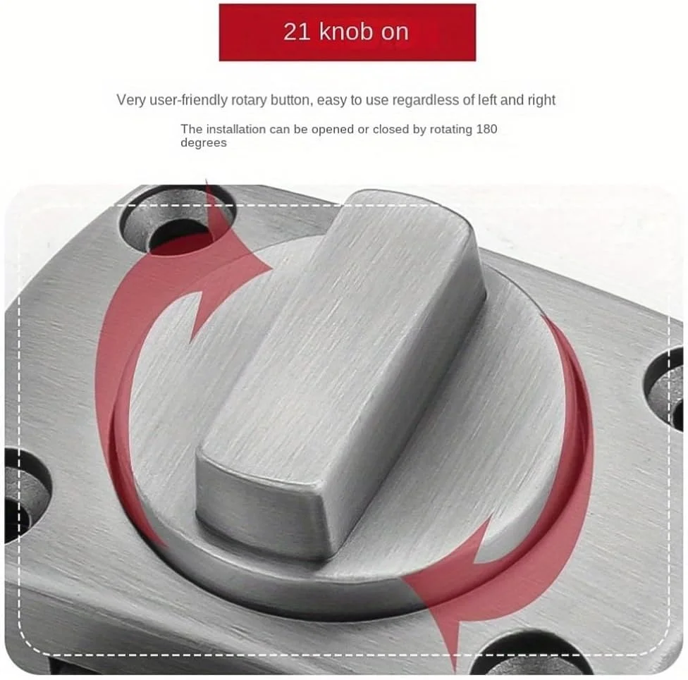 قفل چرخشی زبانه ای، قفل درب چرخشی بزرگ، قفل های چرخشی دو طرفه دروازه برای خانه، نقره ای