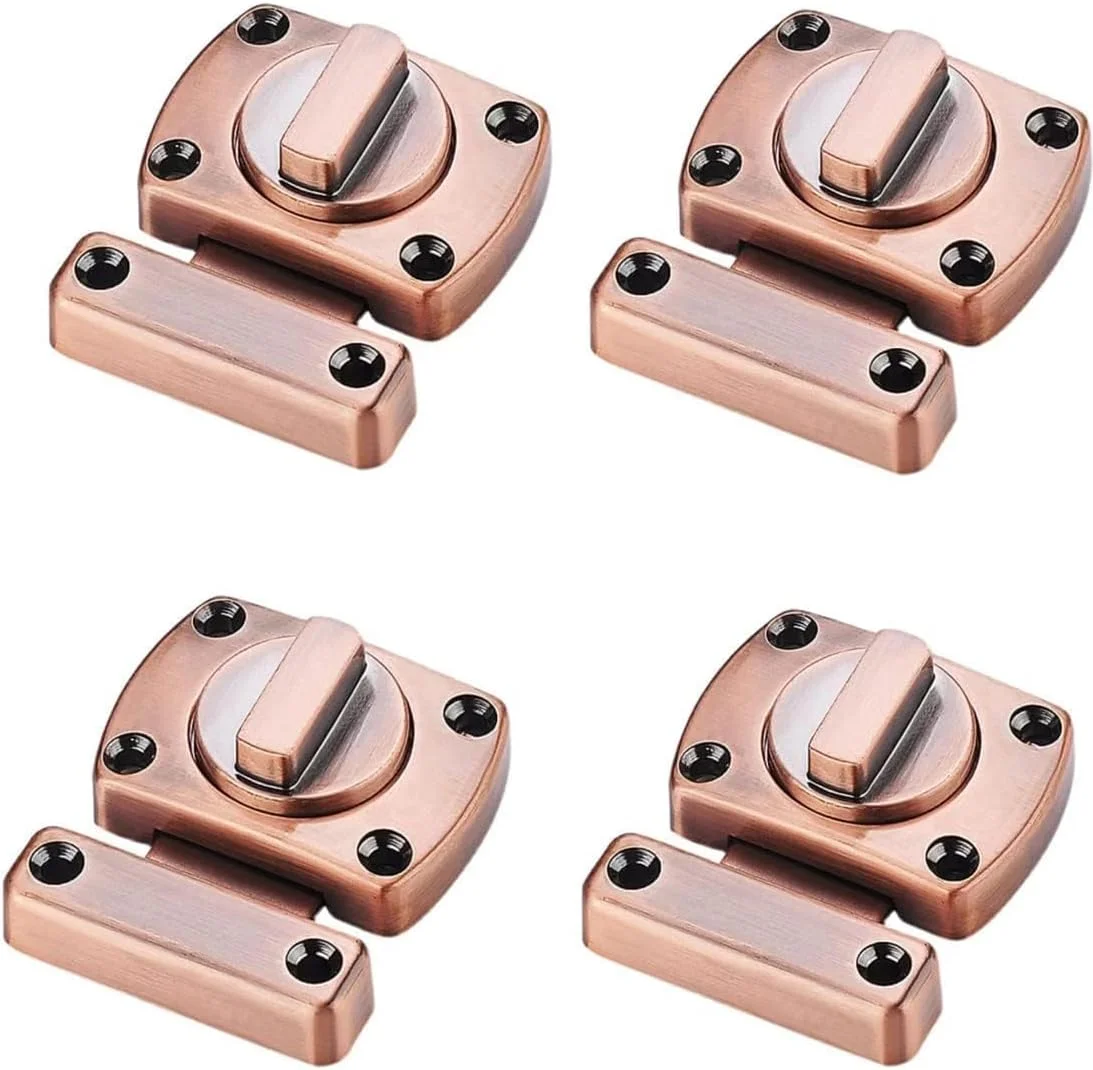 قفل چرخشی زبانه ای سخت افزاری، قفل درب انبار چرخشی، قفل فلزی مقاوم در برابر زنگ زدگی با پیچ، قفل کشویی درب ایمنی با نصب آسان برای درب داخلی، درب چوبی (بسته 4 عددی بزرگ)