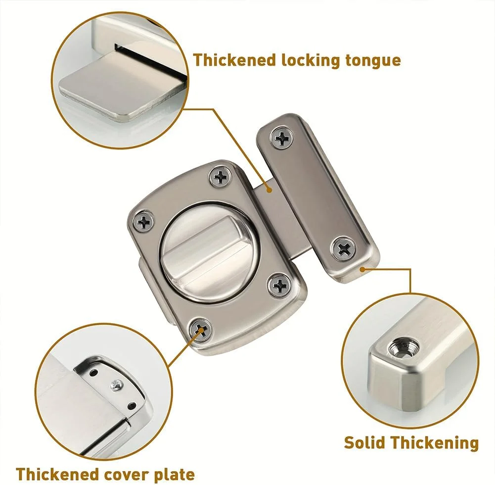 قفل چرخشی زبانه ای، قفل درب چرخشی بزرگ، قفل های چرخشی دو طرفه دروازه برای خانه، نقره ای