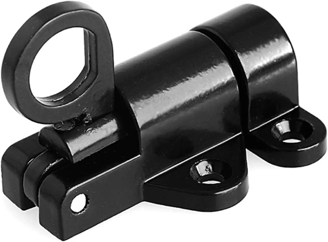 قفل زبانه درب Raitron، قفل درب آلومینیومی، قفل درب و پنجره، حلقه کششی امنیتی، زبانه فنری، قفل کشویی مشکی، ابزار بادوام