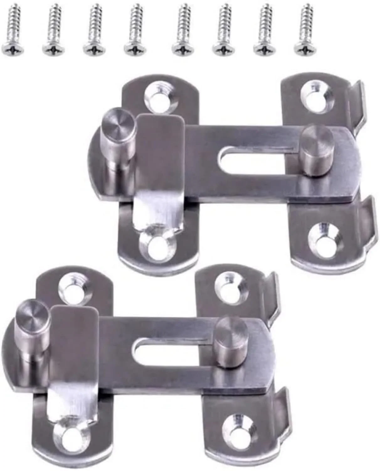 بسته 2 عددی قفل زبانه استیل ضد زنگ Qimopi برای قفس حیوانات خانگی، کابینت ها، درب های چوبی و فلزی، قفل ایمنی ضد سرقت (S)