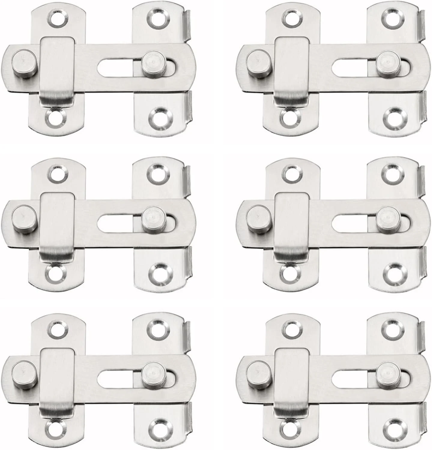 بسته 6 عددی قفل زبانه استیل ضد زنگ Qimopi برای قفس حیوانات خانگی، کابینت ها، درب های چوبی و فلزی، قفل ایمنی ضد سرقت (S)