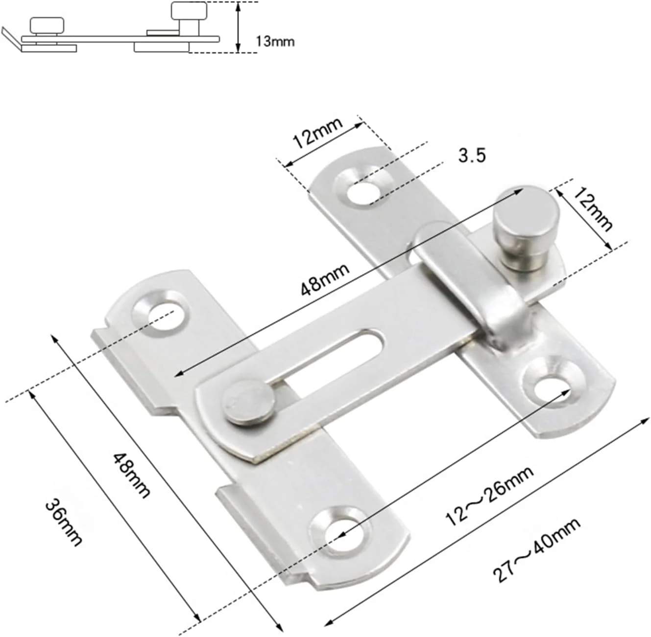 بسته 6 عددی قفل زبانه استیل ضد زنگ Qimopi برای قفس حیوانات خانگی، کابینت ها، درب های چوبی و فلزی، قفل ایمنی ضد سرقت (S)