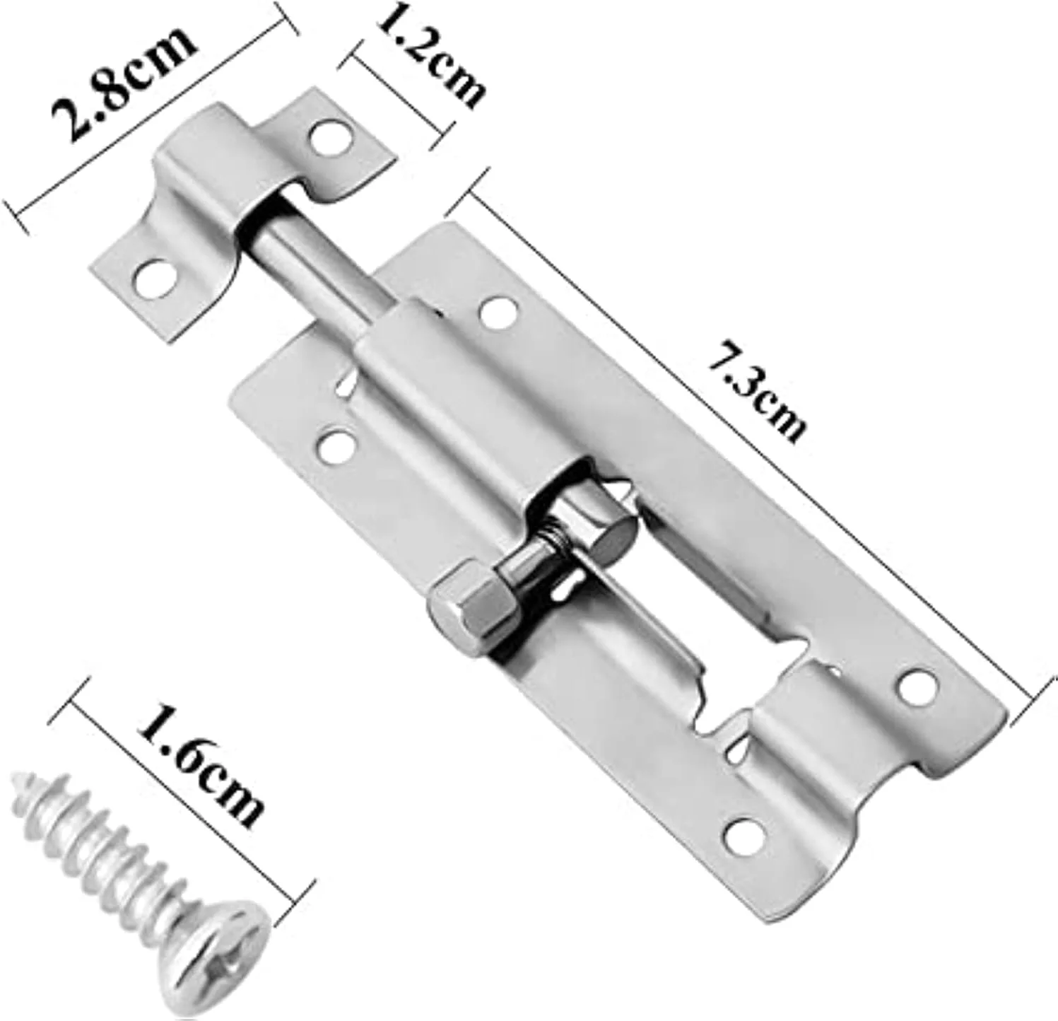 قفل زبانه ای کشویی استوانه ای در کیوون، قفل کشویی، مناسب برای انواع درب های داخلی، قفل زبانه ای درب 3 اینچی، قفل زبانه ای کشویی استیل ضد زنگ 2 عددی