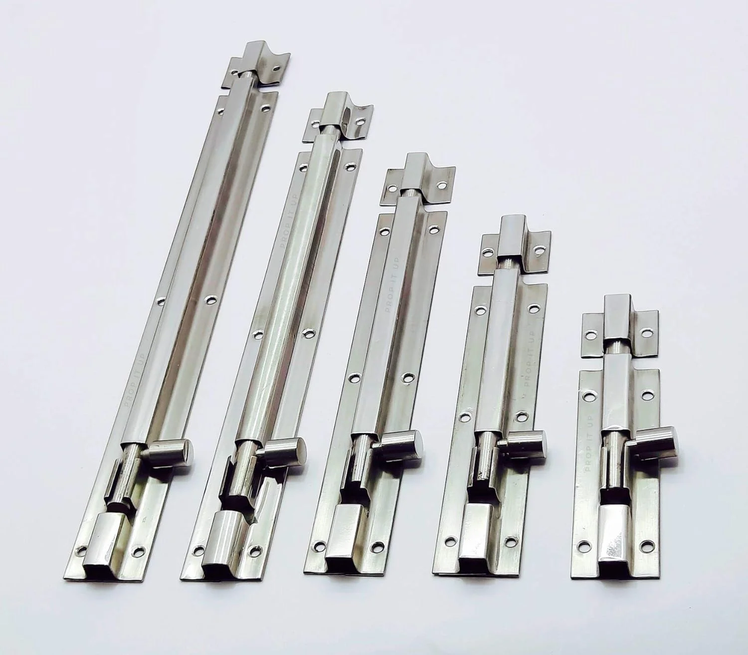 نگهدارنده (قفل و سخت افزار ساخت علیگر) قفل اهرمی/زبانه درب استیل ضد زنگ فوق سنگین 6 اینچ (10 میلی متر) روکش استیل و کروم - مجموعه 10 عددی