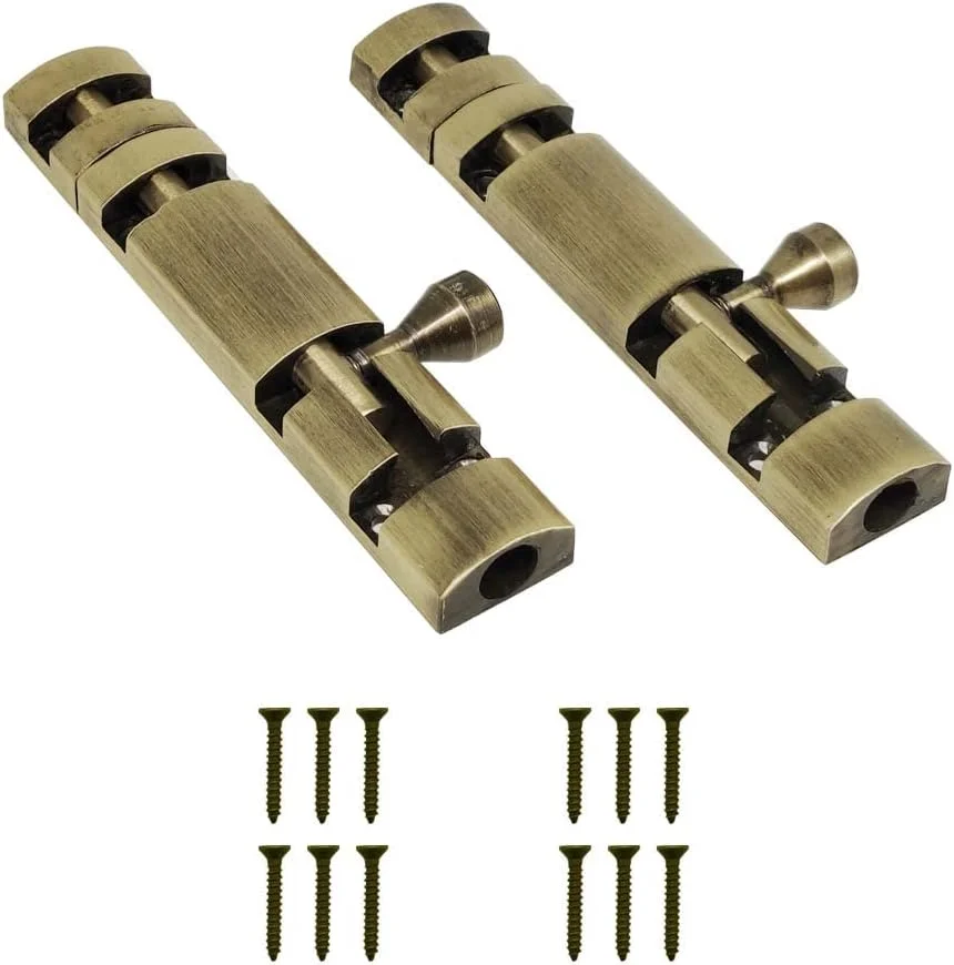 قفل زبانه برجسته ولو پریمیوم زیلو 4 اینچی / قفل درب / کوندی / چیتاکنی / چیتکینی (روکش برنجی عتیقه، بسته 2 عددی) قفل زبانه برجسته ولو پریمیوم زیلو 4 اینچی / قفل درب / کوندی / چیتاکنی / چیتکینی (روکش برنجی عتیقه، بسته 2 عددی)