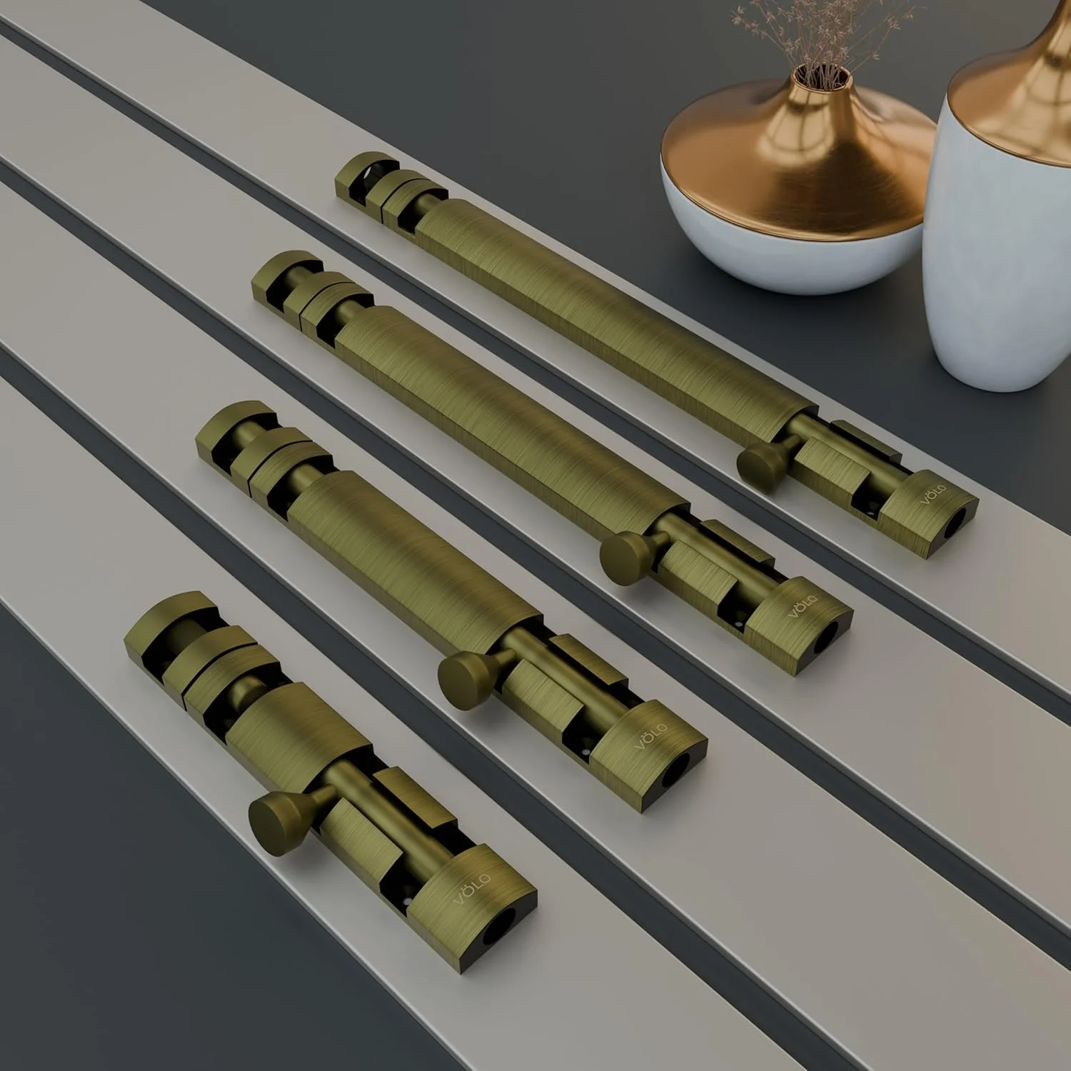 زبانه برجسته ولو پریمیوم زیلو 8 اینچی / قفل درب / کوندی / چیتکنی (روکش برنجی عتیقه، بسته 2 عددی)