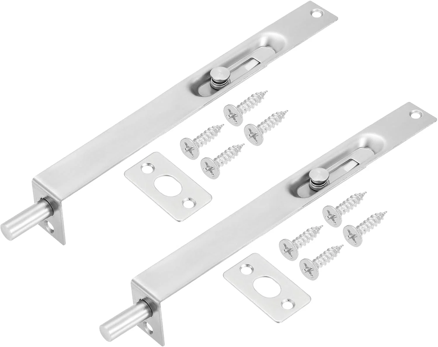 قفل توکار PATIKIL، 2 عدد، 20 سانتی متر در 2.2 سانتی متر، قفل درب فرانسوی استیل ضد زنگ، قفل کشویی مخفی درب دوتایی برای درب دوتایی چوبی کامپوزیت، نقره ای