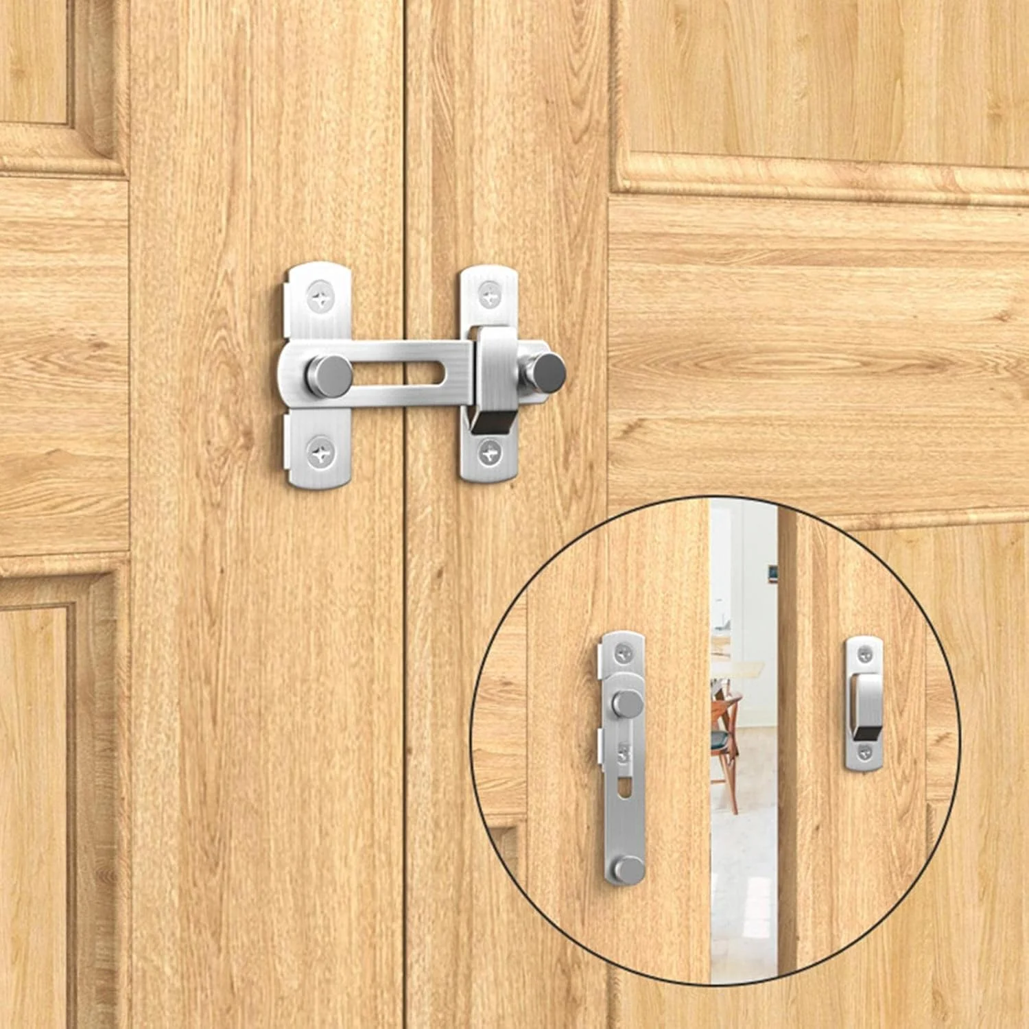 قفل درب 5 عددی برای درب انبار - قفل کشویی ایمنی استیل ضد زنگ | قفل کشویی ایمنی برای کابینت شراب، حمام، باغ، درب کمد