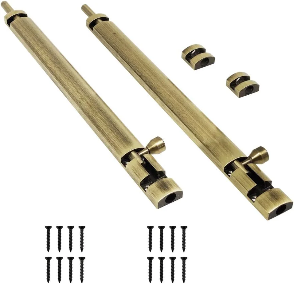 زبانه برجسته ولو پریمیوم زیلو 4 اینچی / قفل درب / کوندی / چیتکنی (روکش برنجی آنتیک، بسته 2 عددی)، روکش آنتیک (300 میلی متر / 12 اینچ)