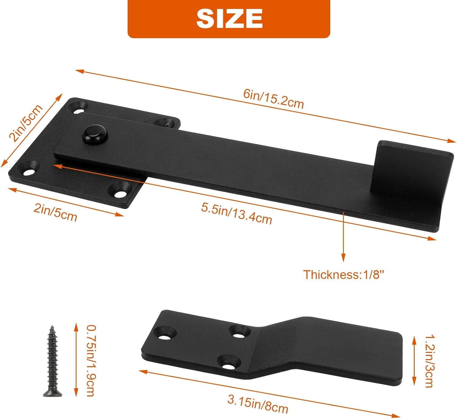 قفل زبانه چرخشی 6 اینچی با سوراخ های قفل آویز، قفل درب سنگین 3 میلی متری برای حصار چوبی بیرونی، قفل زبانه درب ایمنی، قفل زبانه درب انبار برای درب های کشویی و چرخشی