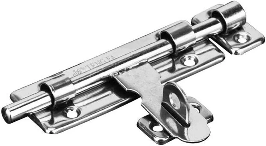 قفل کشویی درب استیل ضد زنگ MUMA با بست قفل آویز، مناسب برای درب های حمام، توالت و سوله (رنگ: بدون قفل، اندازه: 6 اینچ)