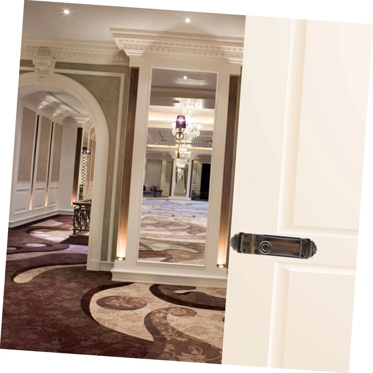 قفل توکار درب کشویی ORFOFE مدل وینتیج با اهرم برای درب های داخلی، قفل درب های دوتایی مناسب برای سرویس بهداشتی و اتاق خواب با نصب آسان