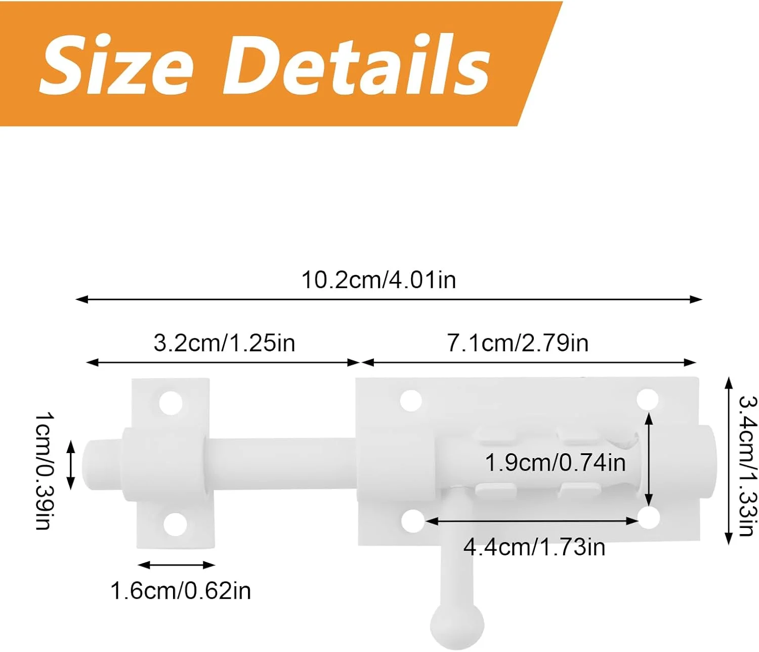 قفل زبانه ای درب MOROBOR، طول 4 اینچ، دارای سوراخ قفل، 2 عدد قفل کشویی ضخیم از جنس استیل ضد زنگ 304، مناسب برای درب ها، پنجره ها، کابینت ها و دروازه حیاط / سفید