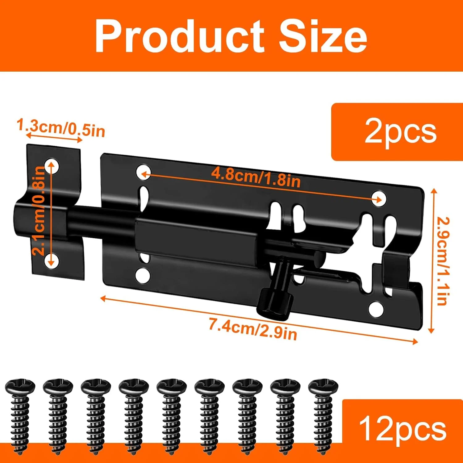 قفل زبانه کشویی درب OPULENO، زبانه های کشویی 3 اینچی، 2 بسته قفل های زبانه استیل ضد زنگ به همراه پیچ ​​برای پنجره، درب، مبلمان، اتاق خواب، هتل، توالت، حمام