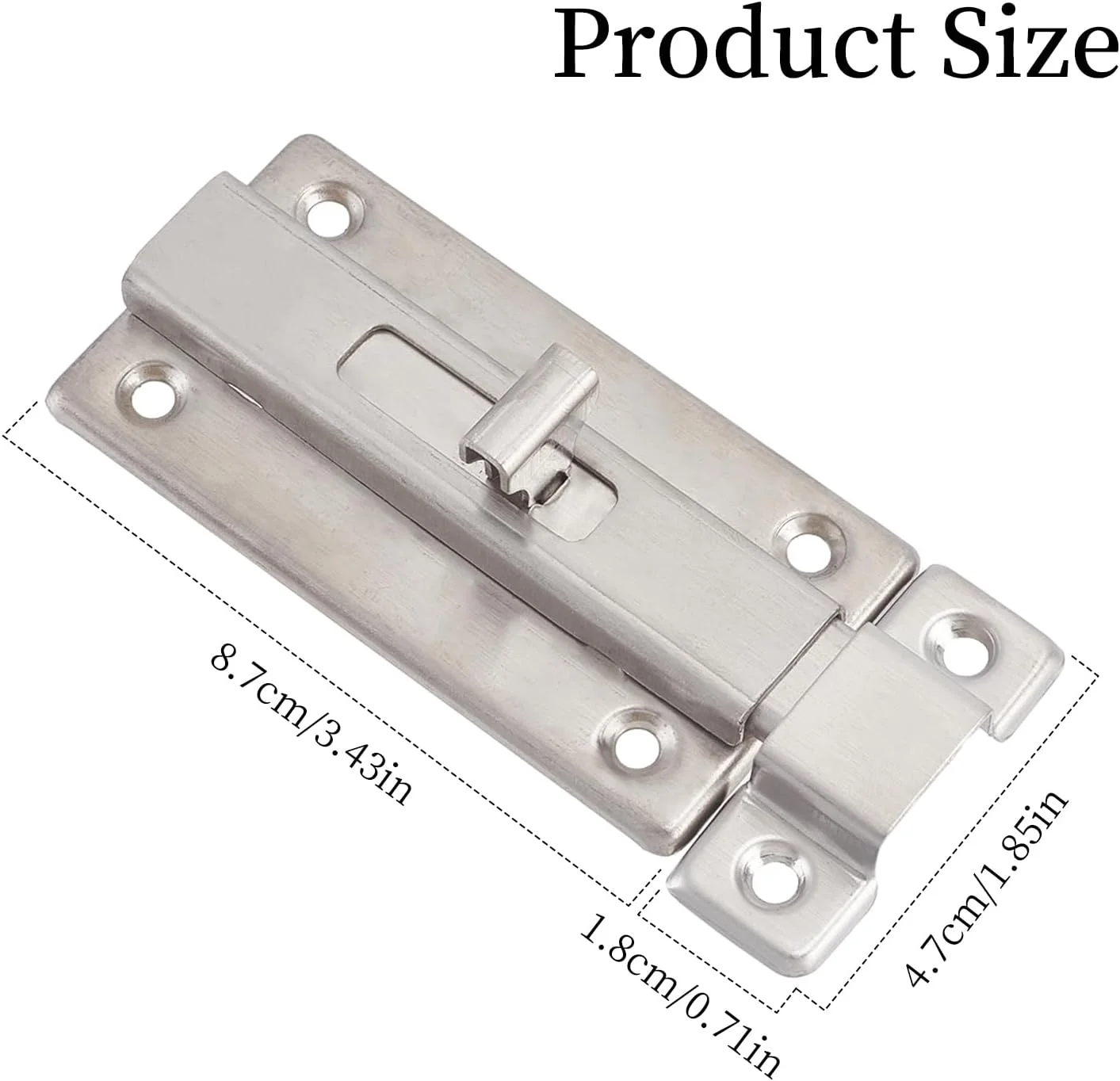 NICENEEDED 2 عدد قفل درب سرویس بهداشتی، قفل کشویی درب با قفل استوانه ای، قفل کشویی استیل ضد زنگ، سخت افزار درب سرویس بهداشتی نقره ای برای درب های داخلی
