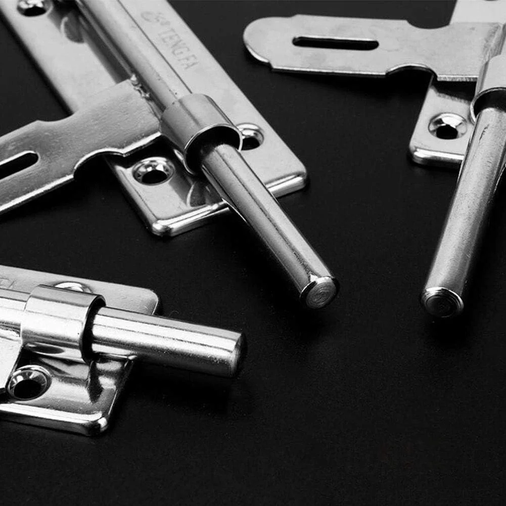 قفل کشویی درب استیل ضد زنگ MUMA با بست قفل آویز، مناسب برای درب های حمام، توالت و سوله (رنگ: بدون قفل، اندازه: 6 اینچ)