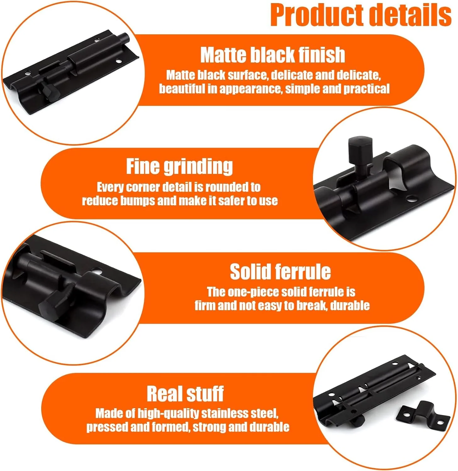قفل زبانه کشویی درب OPULENO، زبانه های کشویی 3 اینچی، 2 بسته قفل های زبانه استیل ضد زنگ به همراه پیچ ​​برای پنجره، درب، مبلمان، اتاق خواب، هتل، توالت، حمام