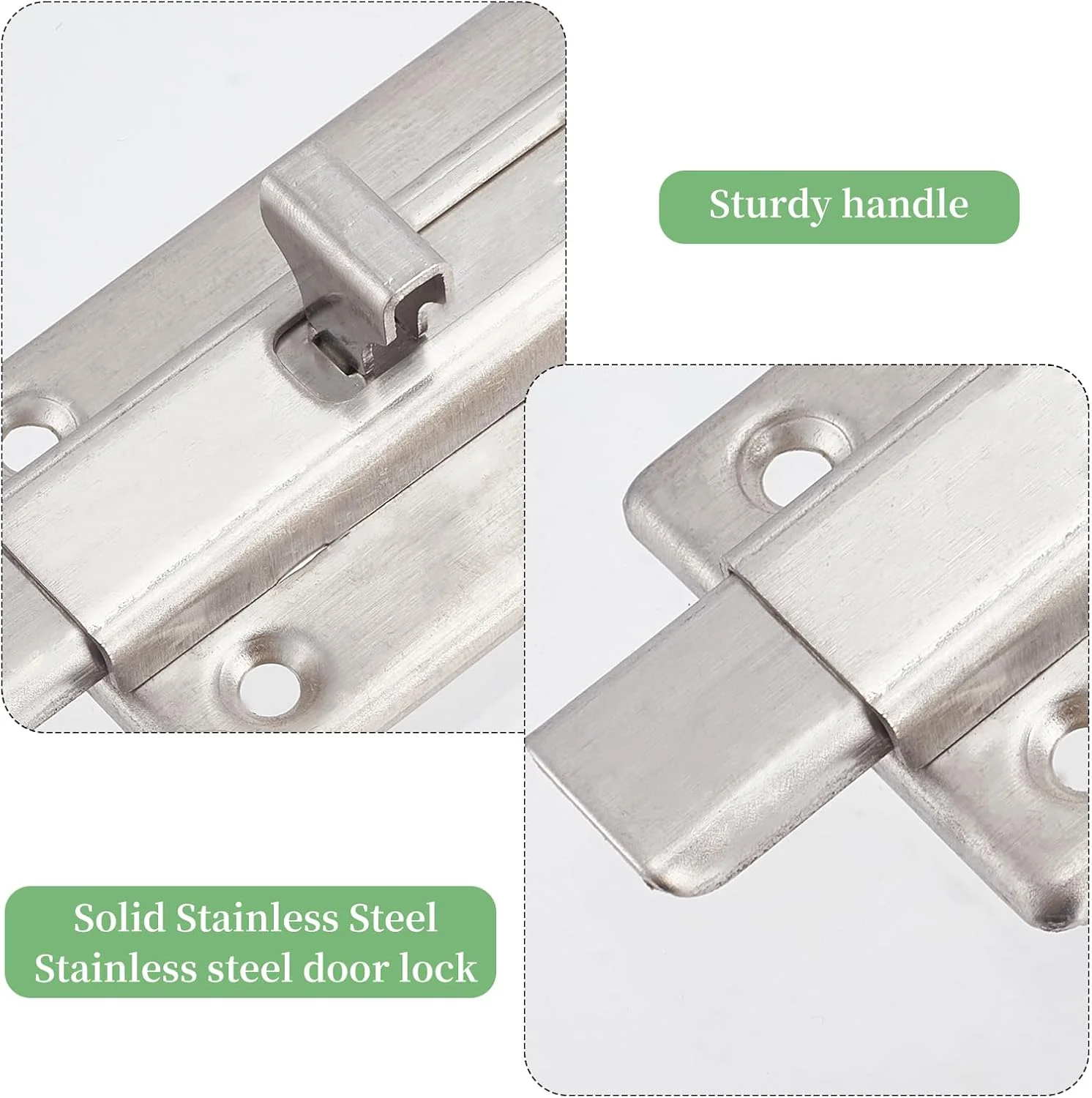 NICENEEDED 2 عدد قفل درب سرویس بهداشتی، قفل کشویی درب با قفل استوانه ای، قفل کشویی استیل ضد زنگ، سخت افزار درب سرویس بهداشتی نقره ای برای درب های داخلی