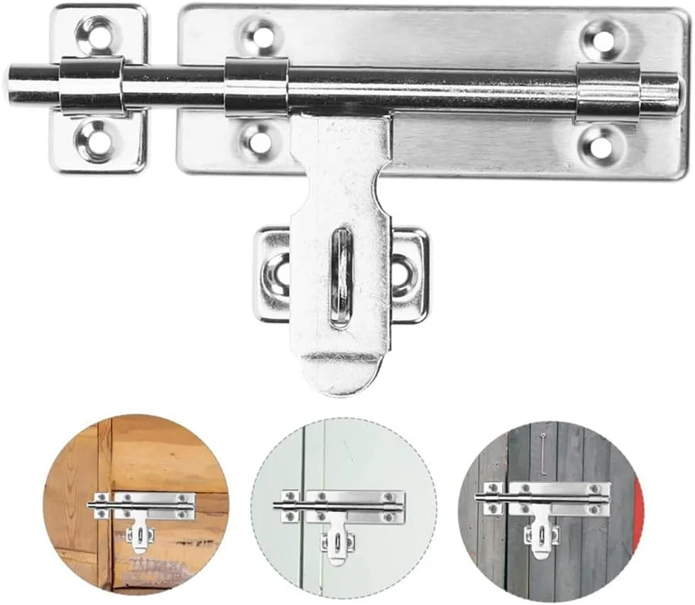 قفل زبانه استیل ضد زنگ nanaxagly، قفل کشویی درب 4 اینچی، قفل داخلی، برای قفل کشویی درب و پنجره، درب سنگین استیل ضد زنگ