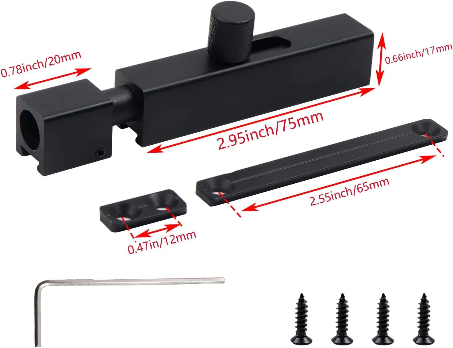 زبانه قفل درب امنیتی نایسریتی، 2 عددی، 90 میلی‌متری، قفل ایمنی درب مشکی برای داخل، قفل کشویی درب حمام