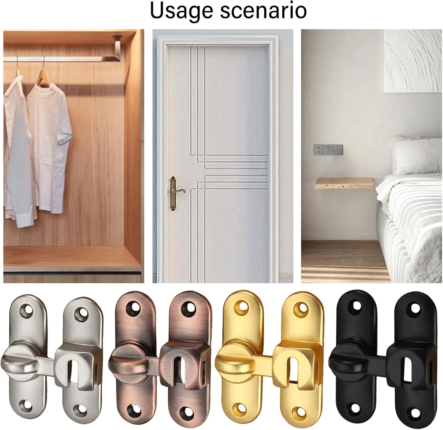 قفل کشویی چند منظوره برای امنیت لوازم منزل و محل کار، استفاده روزانه، آلیاژ زینک مستحکم