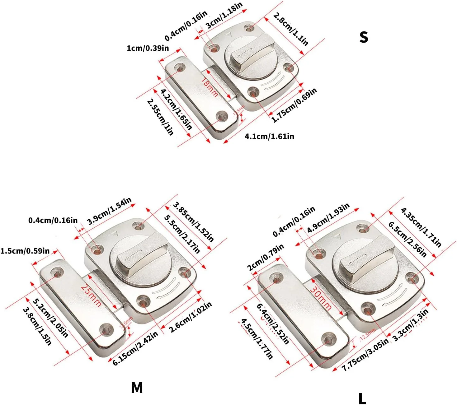 قفل زبانه درب کشویی چند منظوره برای امنیت لوازم منزل و محل کار، استفاده روزانه، آلیاژ زینک مستحکم