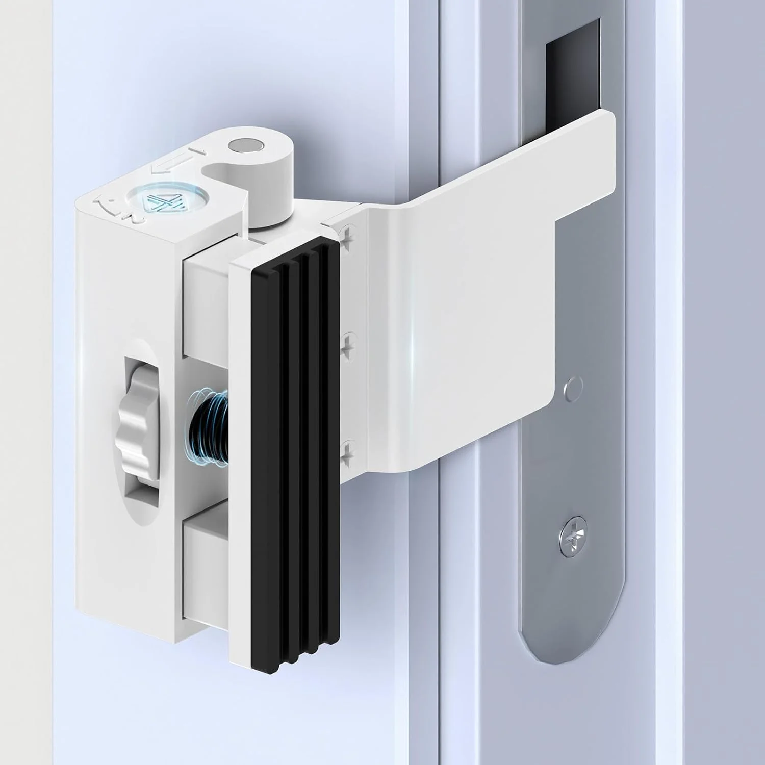 قفل تقویت درب قابل حمل ارتقا یافته Mixizigoz - قفل چرخشی امنیتی درب منزل بدون نیاز به سوراخکاری - تحمل وزن تا 800 پوند، مناسب برای درهای بازشو به داخل - آپارتمان، هتل، مسافرت (سفید - 1 عدد)