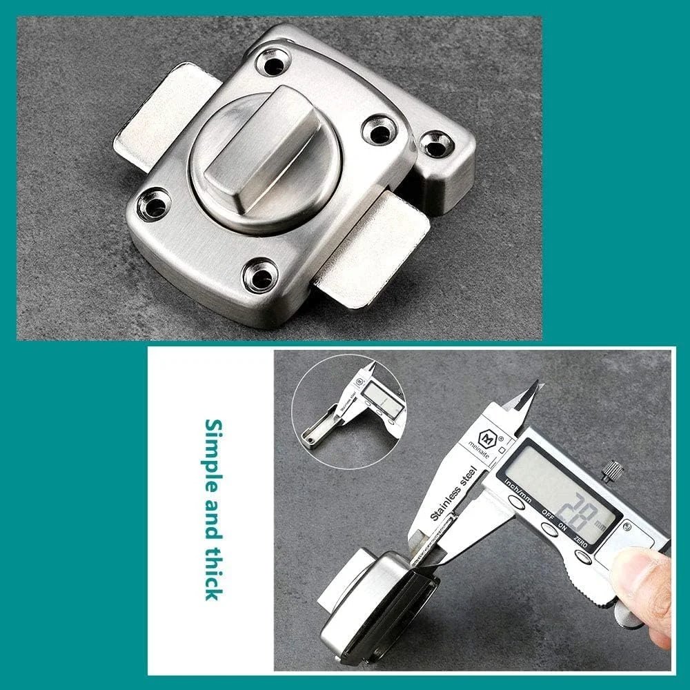 قفل چرخشی MNODWLOF، قفل درب حمام، قفل ضد سرقت ثابت اضافی برای چپ و راست، قفل آلیاژ روی برای بالکن، توالت، پنجره، مبلمان، درب حیوانات خانگی