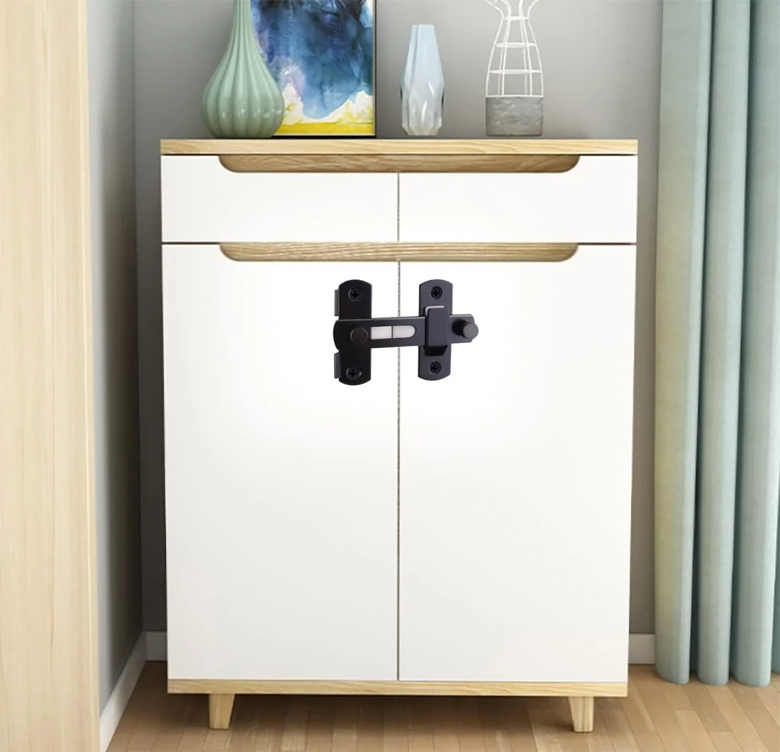 قفل درب کشویی انبار میکمیتو، قفل استیل ضد زنگ، قفل چرخشی درب ایمنی برای کابینت شراب، حمام، فضای باز، گاراژ، باغ، درب کمد (100 میلی متر)