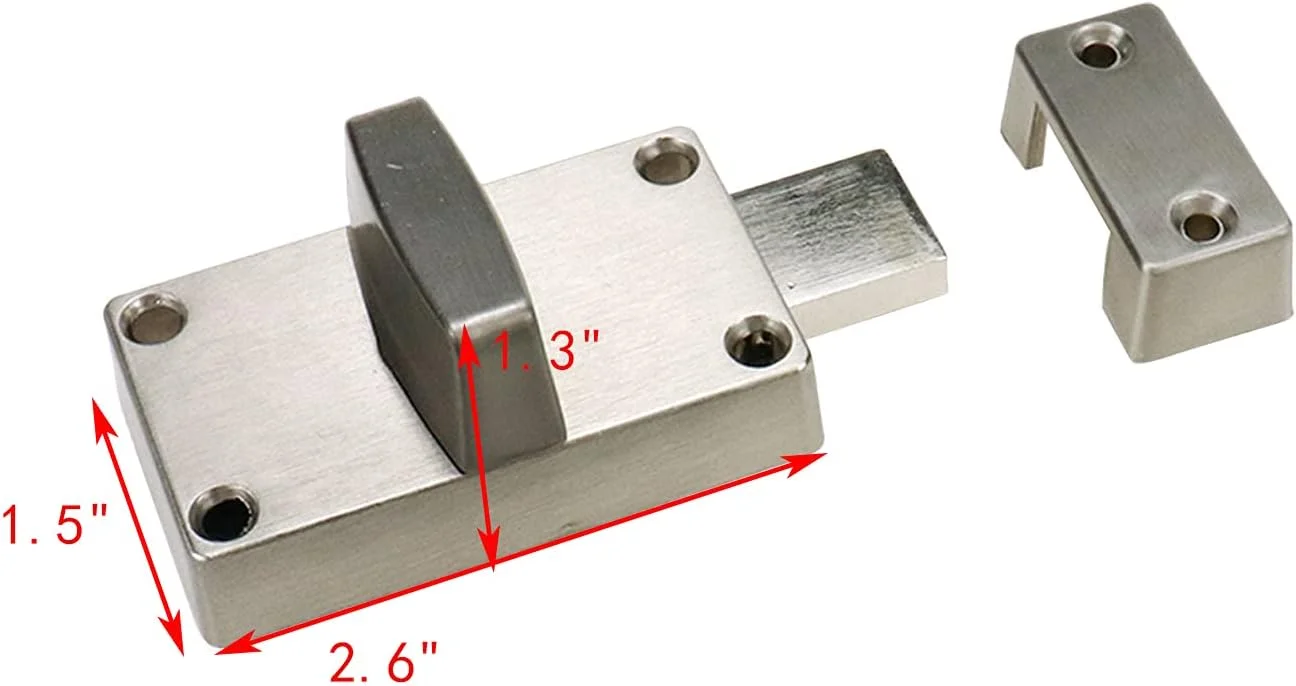قفل نشانگر درب Mcredy، قفل زبانه ای برای سرویس بهداشتی، توالت عمومی، استیل ضد زنگ، نقره ای، 1 عدد